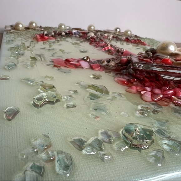 Pearls Shells Beach Anchor Resin Painted Canvas. Size 11” x 14”. - Picture 13 of 16